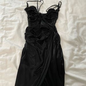 Oh Polly black satin dress
